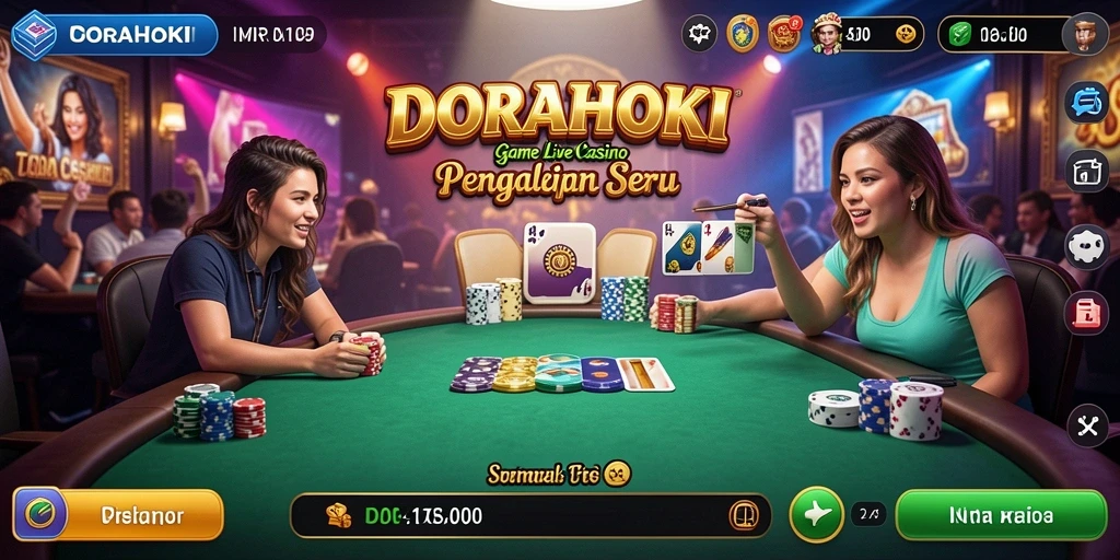 Screenshot gameplay DORAHOKI menunjukkan pengalaman kasino langsung yang mendebarkan.