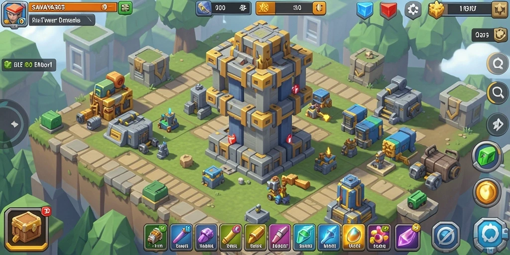 Gameplay SAVAYA303 dengan menara dan serangan musuh yang dinamis.