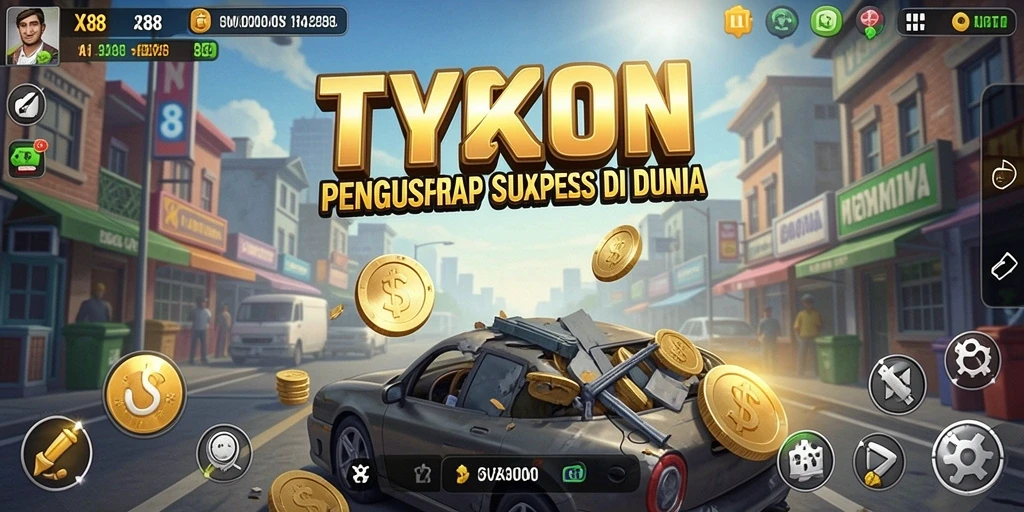Screenshot gameplay X88 menunjukkan pengelolaan bisnis yang kompleks.