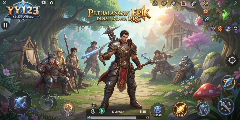 Gameplay seru dari YY123 dengan pertempuran RPG yang mendebarkan.