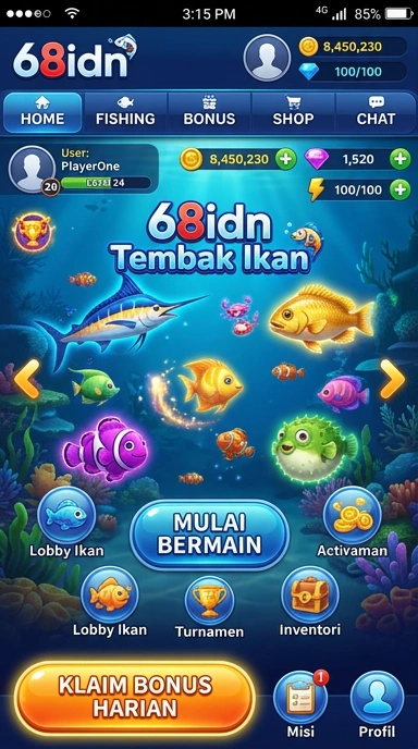 Tampilan antarmuka aplikasi 68idn yang user-friendly.